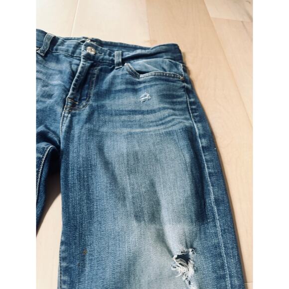 7 For All Mankind Jeans Size 27 Distressed Skinny Denim Ankle Holey - Picture 5 of 12